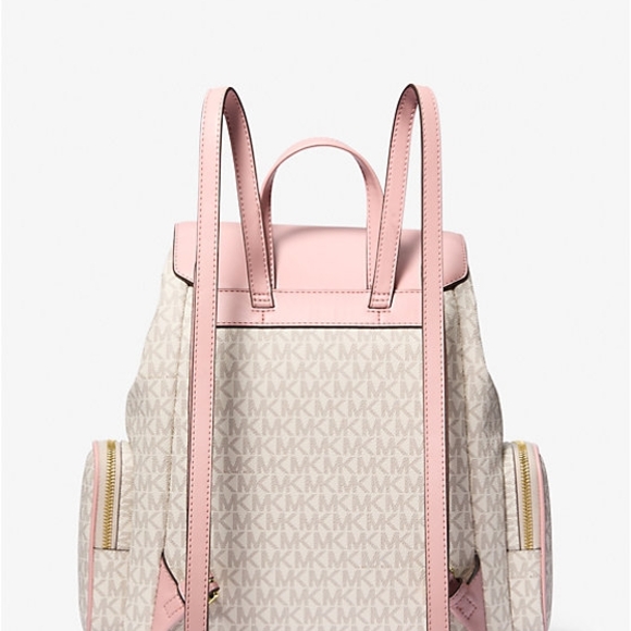 NWT Michael Kors Jet Set Pink & Cream Women's Large Backpack - Picture 4 of 6